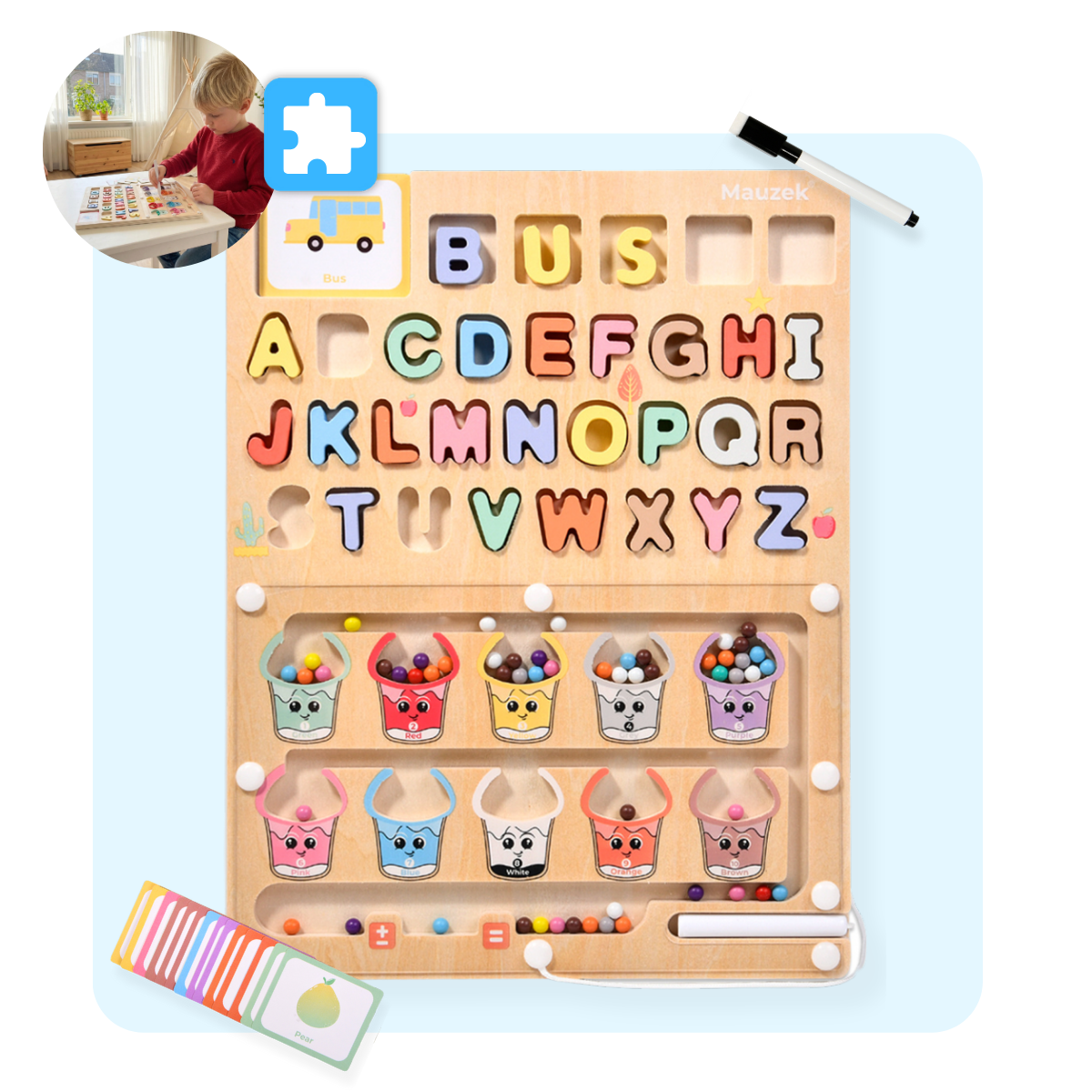 Mauzek Magnetisch Doolhof Letters en Kleuren