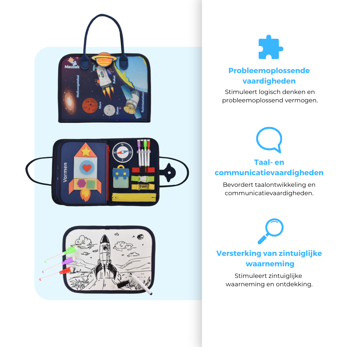 Mauzek Busy Board Ruimte - Activiteitenboek - Nederlands