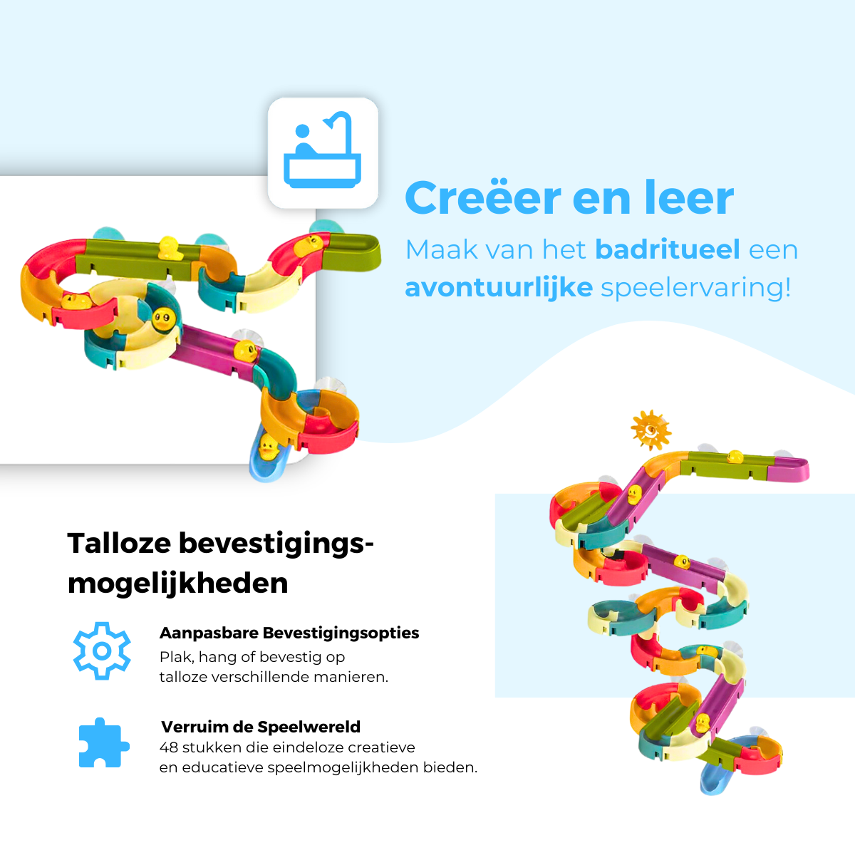 Mauzek Badspeelgoed – Montageset 48-delig