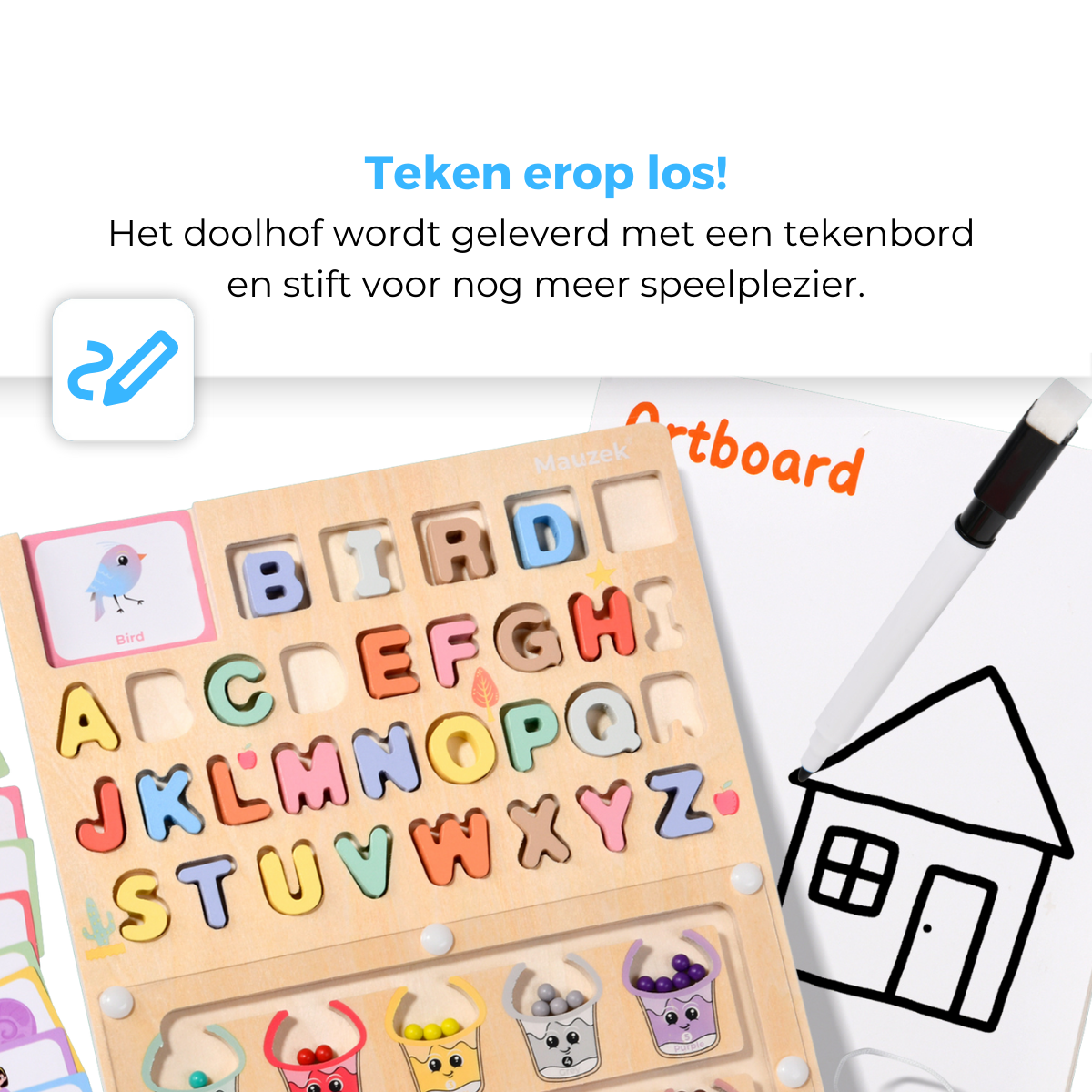 Mauzek Magnetisch Doolhof Letters en Kleuren