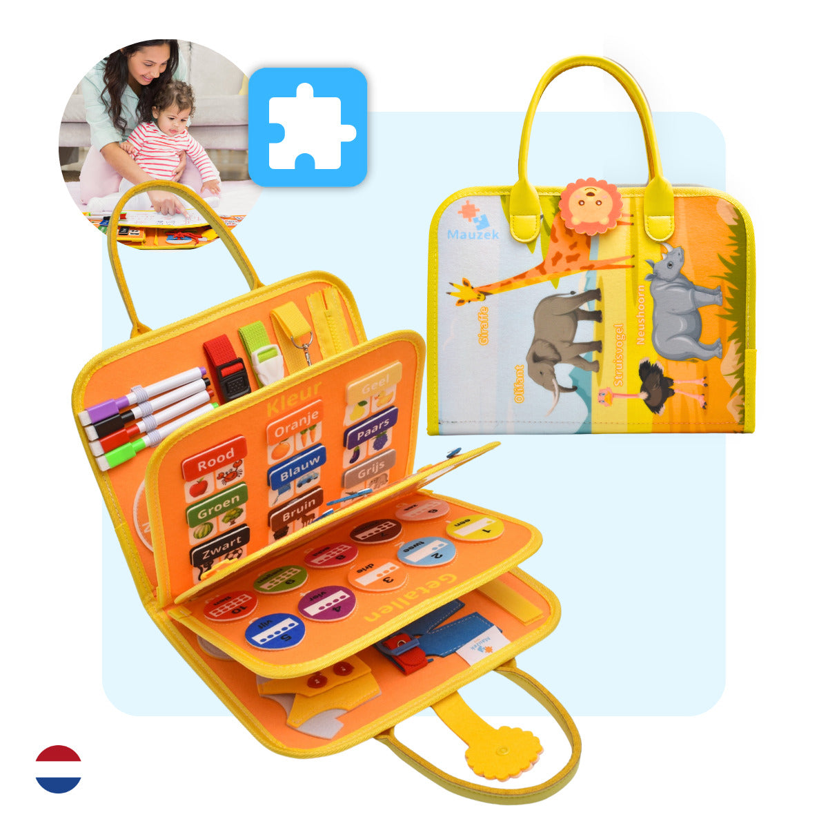 Mauzek® Busy Board Savanne - Nederlands