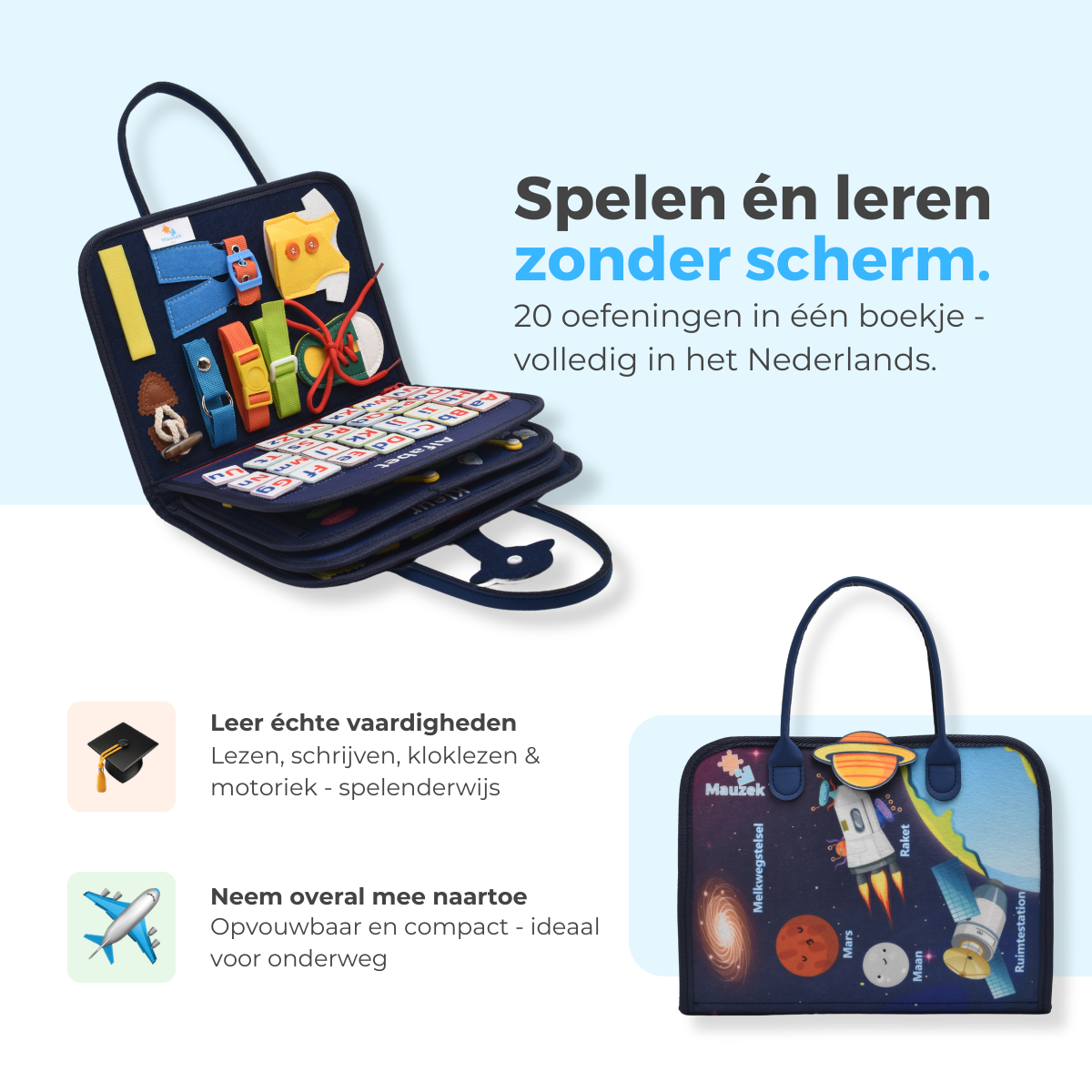 Mauzek Busy Board Ruimte - Activiteitenboek - Nederlands