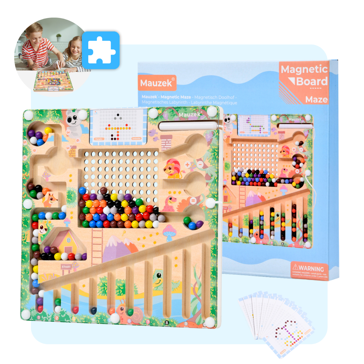 Mauzek Bos Houten Bundel – Leren & Spelen zonder Scherm (3-in-1 Set)