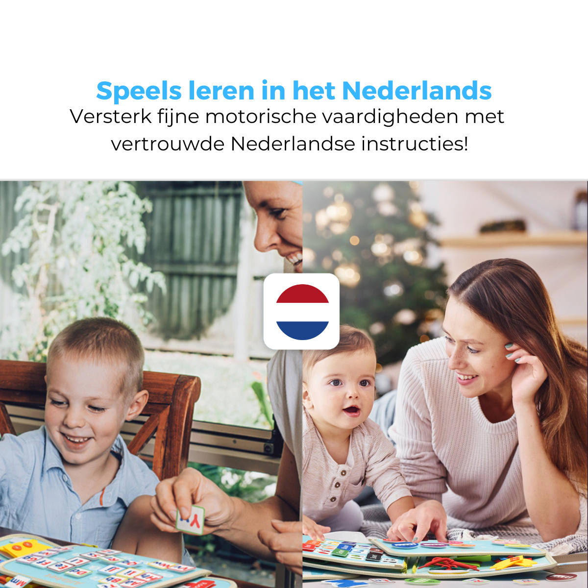 Mauzek® Vernieuwde Busy Board – Nederlands - Montessori Speelgoed