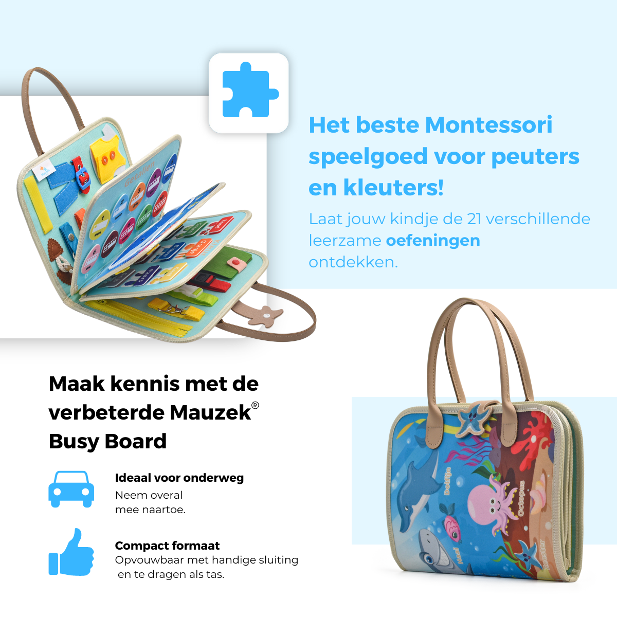 Mauzek® Busy Board Oceaan – Nederlands