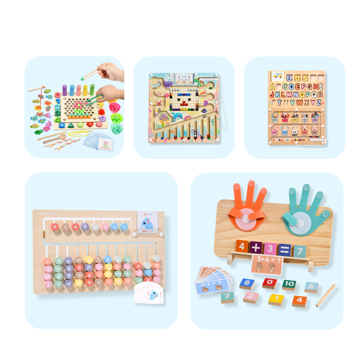 Mauzek® Montessori Ultieme Houten Mega Set – Educatieve Bundel 5-in-1