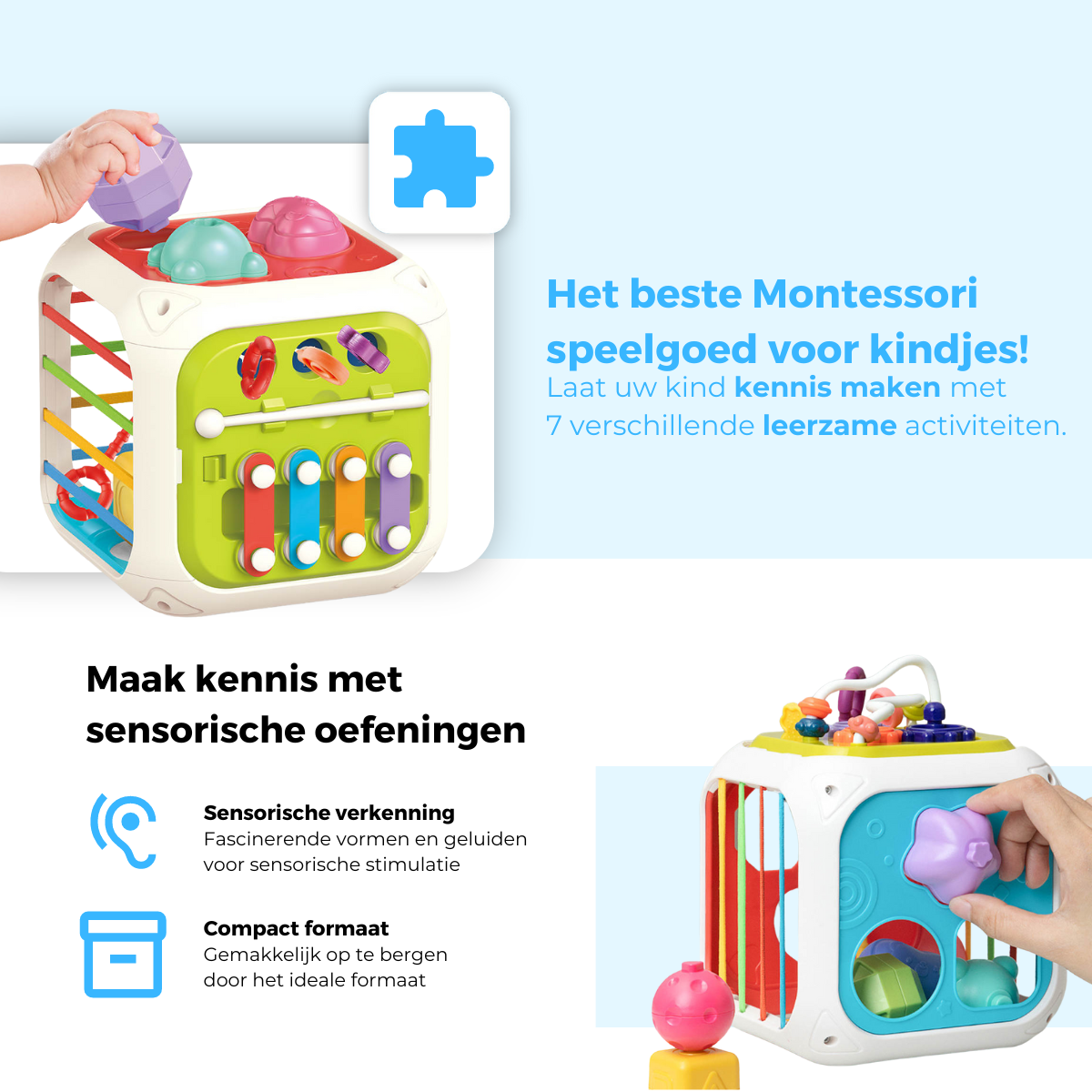 Mauzek® Montessori Activiteiten Kubus – Montessori Speelgoed